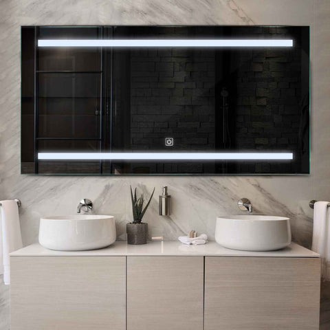 Specchio LED Rettangolare | Pulsante touch | Luce bianca fredda - Reyze Serie Salono Modello 4
