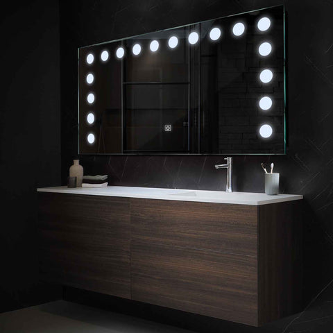 Specchio LED Rettangolare | Pulsante touch | Luce bianca fredda - Reyze Serie Salono Modello 6