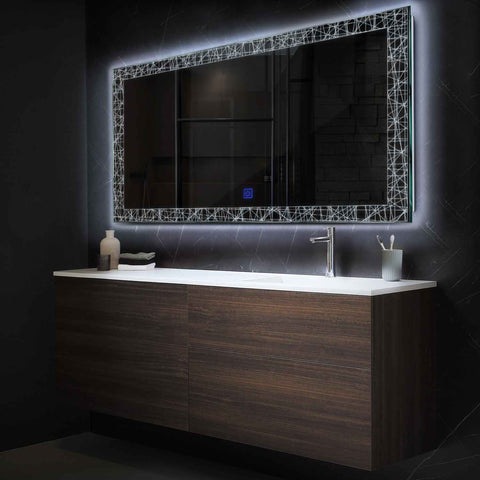 Specchio LED Rettangolare | Pulsante touch | Luce bianca fredda - Reyze Serie Simetria Modello 1