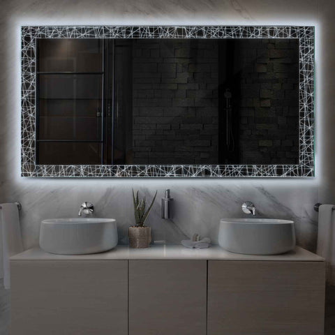 Specchio LED Rettangolare | Controllo tramite interruttore a muro | Luce bianca fredda - Reyze Serie Simetria Modello 1