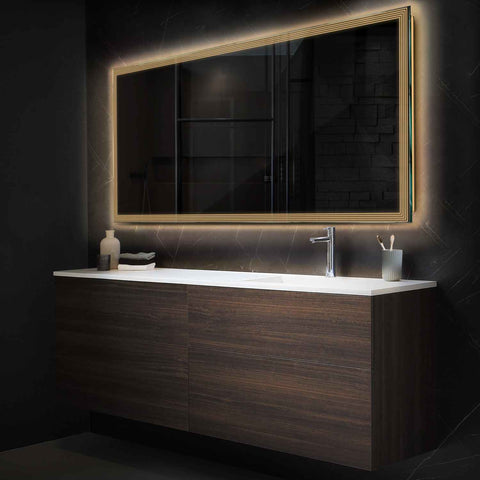 Specchio LED Rettangolare | Controllo tramite interruttore a muro | Luce bianca calda - Reyze Serie Edge Modello 1
