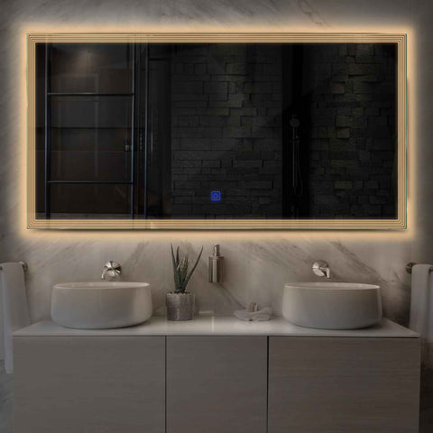 Specchio LED Rettangolare | Pulsante touch | Luce bianca calda - Reyze Serie Edge Modello 1