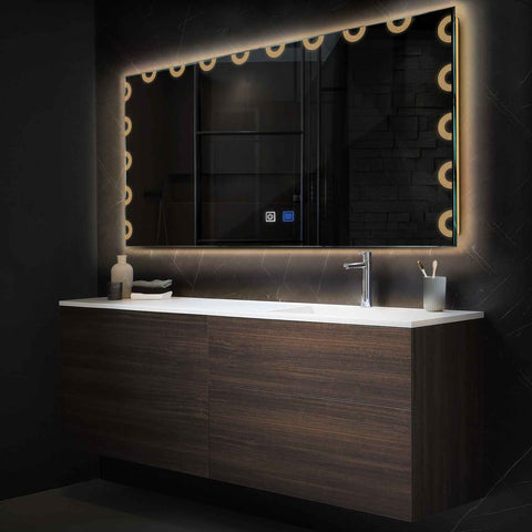 Specchio LED Rettangolare | Pulsanti touch | Funzione anti-appannamento | Luce bianca calda - Reyze Serie Edge Modello 4