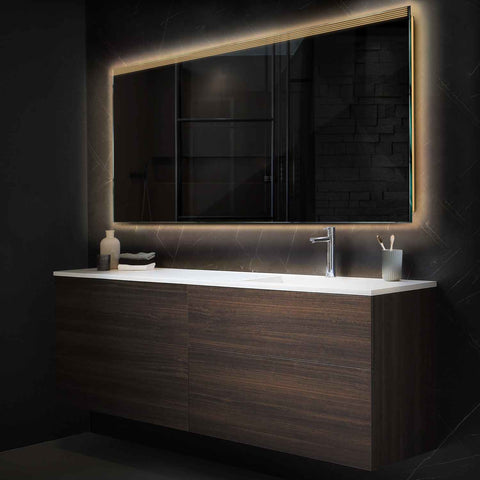 Specchio LED Rettangolare | Controllo tramite interruttore a muro | Luce bianca calda - Reyze Serie Edge Modello 5