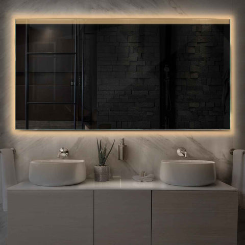 Specchio LED Rettangolare | Controllo tramite interruttore a muro | Luce bianca calda - Reyze Serie Edge Modello 5