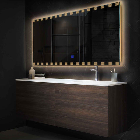 Specchio LED Rettangolare | Pulsante touch | Luce bianca calda - Reyze Serie Edge Modello 6