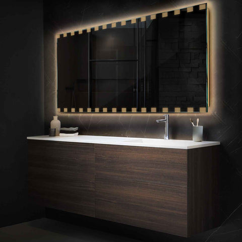 Specchio LED Rettangolare | Controllo tramite interruttore a muro | Luce bianca calda - Reyze Serie Edge Modello 6