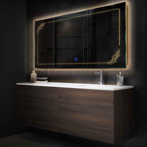 Specchio LED Rettangolare | Pulsante touch | Luce bianca calda - Reyze Serie Good Vibes Modello 1