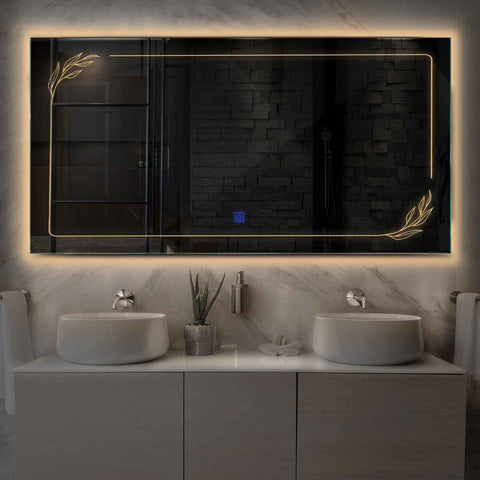Specchio LED Rettangolare | Pulsante touch | Luce bianca calda - Reyze Serie Good Vibes Modello 1