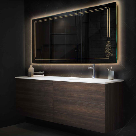 Specchio LED Rettangolare | Controllo tramite interruttore a muro | Luce bianca calda - Reyze Serie Good Vibes Modello 3