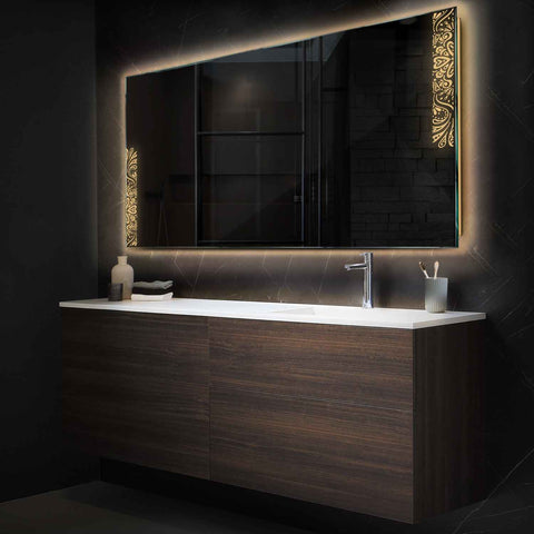 Specchio LED Rettangolare | Controllo tramite interruttore a muro | Luce bianca calda - Reyze Serie Good Vibes Modello 4