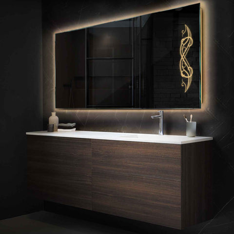 Specchio LED Rettangolare | Controllo tramite interruttore a muro | Luce bianca calda - Reyze Serie Good Vibes Modello 6