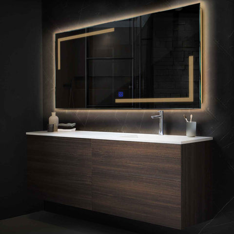 Specchio LED Rettangolare | Pulsante touch | Luce bianca calda - Reyze Serie Minimal Modello 2