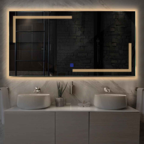 Specchio LED Rettangolare | Pulsante touch | Luce bianca calda - Reyze Serie Minimal Modello 2