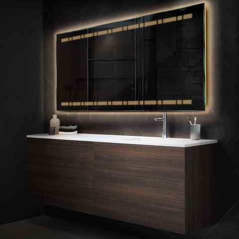 Specchio LED Rettangolare | Controllo tramite interruttore a muro | Luce bianca calda - Reyze Serie Minimal Modello 3