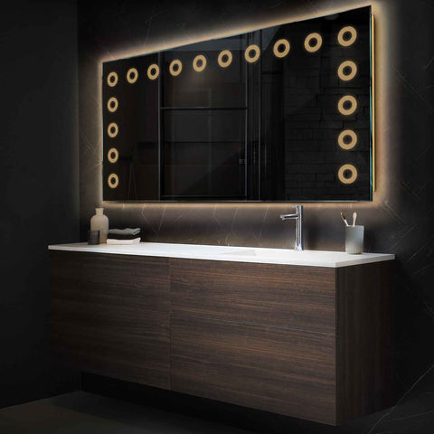 Specchio LED Rettangolare | Controllo tramite interruttore a muro | Luce bianca calda - Reyze Serie Minimal Modello 4