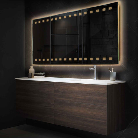 Specchio LED Rettangolare | Controllo tramite interruttore a muro | Luce bianca calda - Reyze Serie Minimal Modello 6