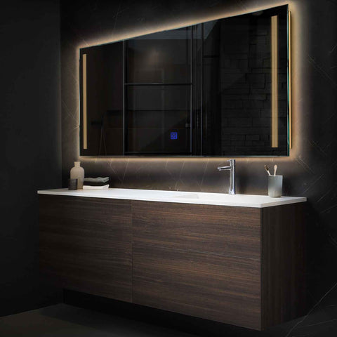 Specchio LED Rettangolare | Pulsante touch | Luce bianca calda - Reyze Serie Minimal Modello 7