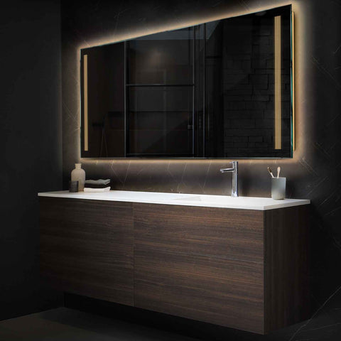 Specchio LED Rettangolare | Controllo tramite interruttore a muro | Luce bianca calda - Reyze Serie Minimal Modello 7