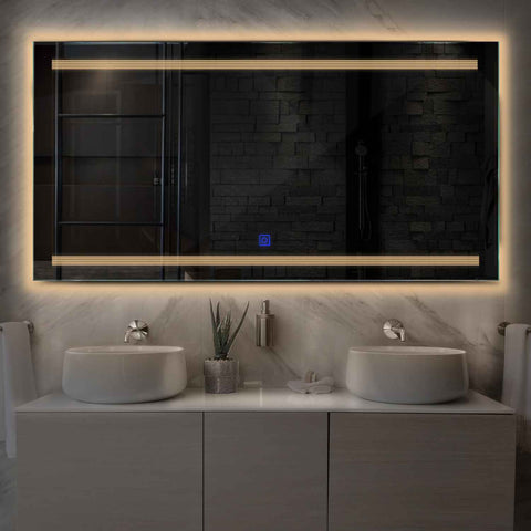 Specchio LED Rettangolare | Pulsante touch | Luce bianca calda - Reyze Serie Minimal Modello 8