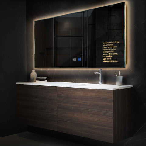 Specchio LED Rettangolare | Pulsanti touch | Funzione anti-appannamento | Luce bianca calda - Reyze Serie Motivated Modello 2
