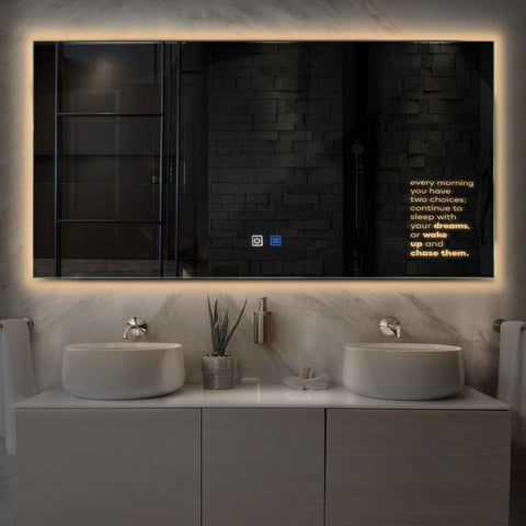 Specchio LED Rettangolare | Pulsanti touch | Funzione anti-appannamento | Luce bianca calda - Reyze Serie Motivated Modello 2