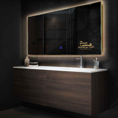 Specchio LED Rettangolare | Pulsante touch | Luce bianca calda - Reyze Serie Motivated Modello 3