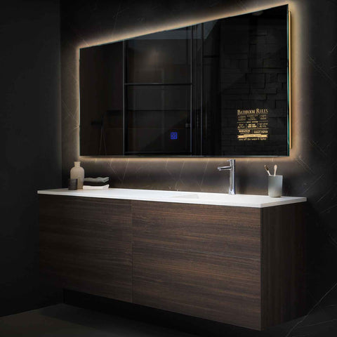 Specchio LED Rettangolare | Pulsante touch | Luce bianca calda - Reyze Serie Motivated Modello 5