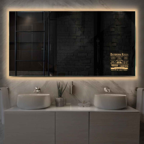 Specchio LED Rettangolare | Controllo tramite interruttore a muro | Luce bianca calda - Reyze Serie Motivated Modello 5