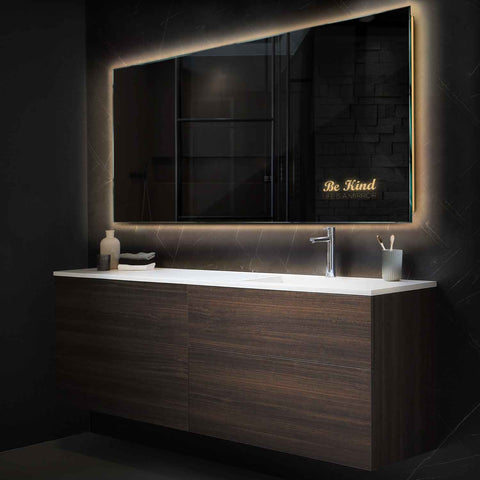 Specchio LED Rettangolare | Controllo tramite interruttore a muro | Luce bianca calda - Reyze Serie Motivated Modello 6