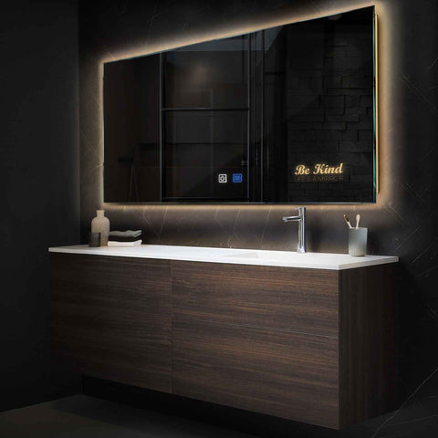 Specchio LED Rettangolare | Pulsanti touch | Funzione anti-appannamento | Luce bianca calda - Reyze Serie Motivated Modello 6