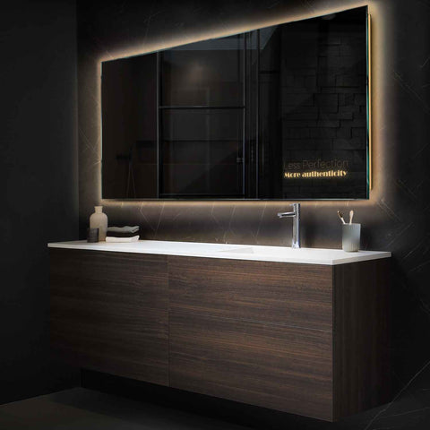 Specchio LED Rettangolare | Controllo tramite interruttore a muro | Luce bianca calda - Reyze Serie Motivated Modello 7