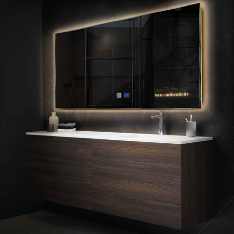 Specchio LED Rettangolare | Pulsanti touch | Funzione anti-appannamento | Luce bianca calda - Reyze Serie Motivated Modello 7