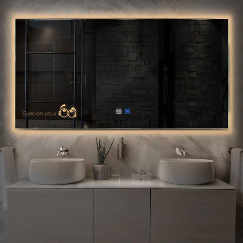 Specchio LED Rettangolare | Pulsanti touch | Funzione anti-appannamento | Luce bianca calda - Reyze Serie Motivated Modello 8