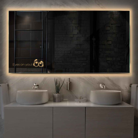 Specchio LED Rettangolare | Controllo tramite interruttore a muro | Luce bianca calda - Reyze Serie Motivated Modello 8