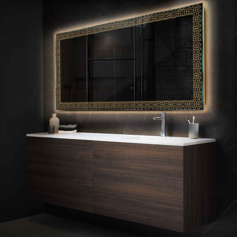 Specchio LED Rettangolare | Controllo tramite interruttore a muro | Luce bianca calda - Reyze Serie Official Modello 1