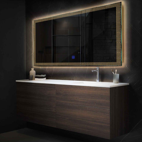 Specchio LED Rettangolare | Pulsante touch | Luce bianca calda - Reyze Serie Official Modello 2