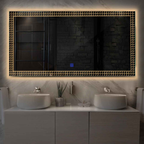 Specchio LED Rettangolare | Pulsante touch | Luce bianca calda - Reyze Serie Official Modello 3