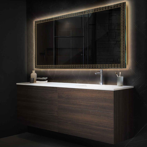 Specchio LED Rettangolare | Controllo tramite interruttore a muro | Luce bianca calda - Reyze Serie Official Modello 5