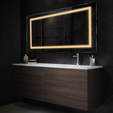 Specchio LED Rettangolare | Controllo tramite interruttore a muro | Luce bianca calda - Reyze Serie Salono Modello 1