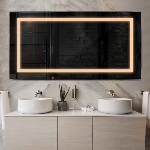 Specchio LED Rettangolare | Controllo tramite interruttore a muro | Luce bianca calda - Reyze Serie Salono Modello 1