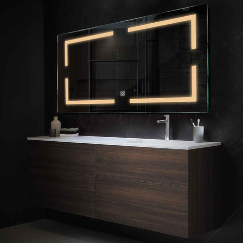 Specchio LED Rettangolare | Pulsante touch | Luce bianca calda - Reyze Serie Salono Modello 2