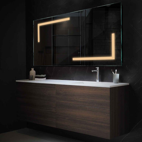 Specchio LED Rettangolare | Controllo tramite interruttore a muro | Luce bianca calda - Reyze Serie Salono Modello 3