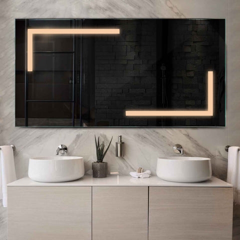 Specchio LED Rettangolare | Controllo tramite interruttore a muro | Luce bianca calda - Reyze Serie Salono Modello 3