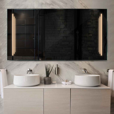 Specchio LED Rettangolare | Controllo tramite interruttore a muro | Luce bianca calda - Reyze Serie Salono Modello 8