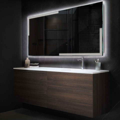 Specchio LED Rettangolare | Controllo tramite interruttore a muro | Luce bianca neutra - Reyze Serie Edge Modello 2