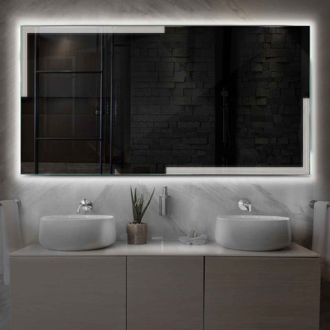 Specchio LED Rettangolare | Controllo tramite interruttore a muro | Luce bianca neutra - Reyze Serie Edge Modello 2