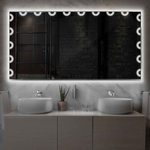 Specchio LED Rettangolare | Controllo tramite interruttore a muro | Luce bianca neutra - Reyze Serie Edge Modello 4