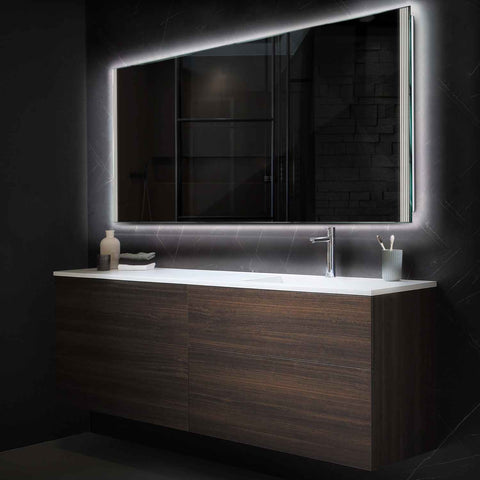 Specchio LED Rettangolare | Controllo tramite interruttore a muro | Luce bianca neutra - Reyze Serie Edge Modello 7