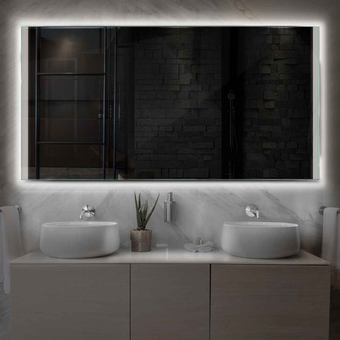 Specchio LED Rettangolare | Controllo tramite interruttore a muro | Luce bianca neutra - Reyze Serie Edge Modello 7